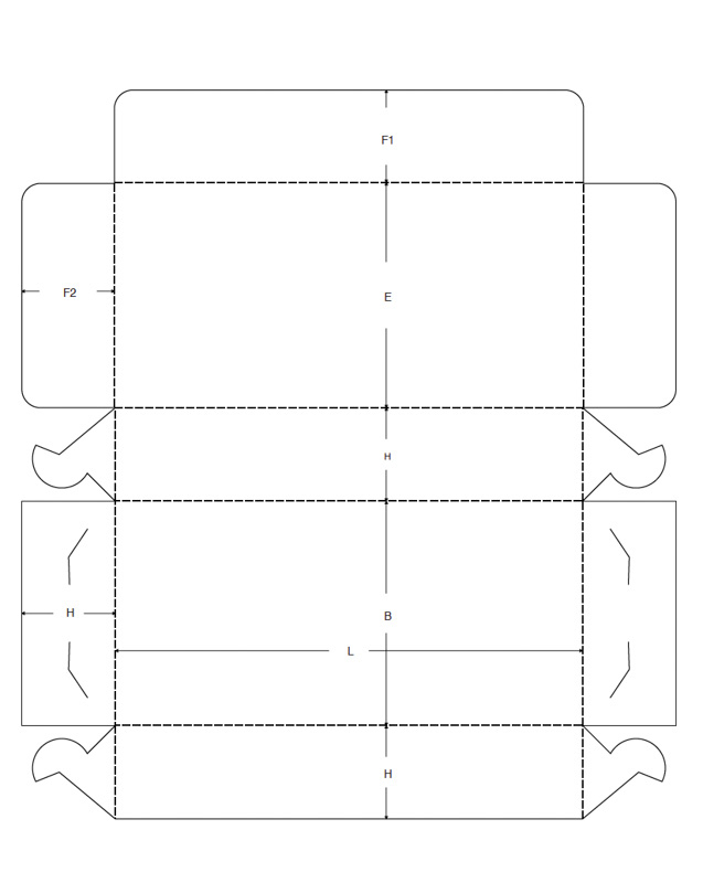 Krempelverpackung ECMA B3353 Tray mit Deckel technische Zeichnung